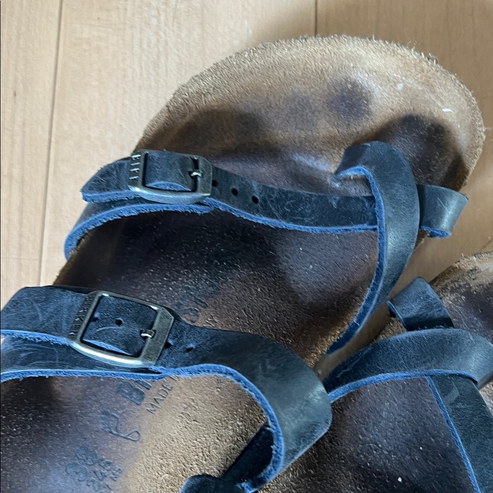 Birkenstock Navy Leather Double Strap Sandals - Picture 5 of 13